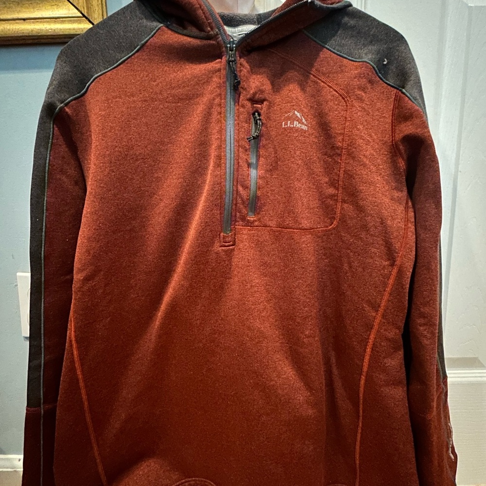 L.L. Bean Gray and Red Fleece Jacket